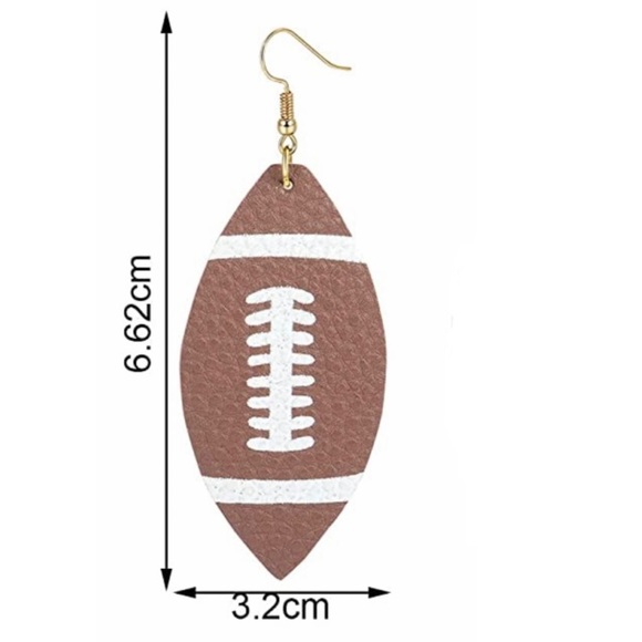Faux Leather Dangling Football Earrings - Picture 3 of 8